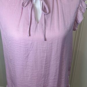 Cupcakes & Cashmere Purple Tie Front Ruffled Blouse
